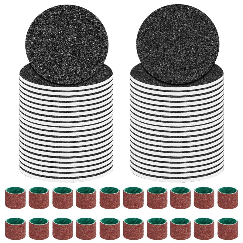 AOOSA 60 Pcs Foot File Replacement Pads for Electric Callus Remover, 40 Round Pedicure Sanding Discs(80#/120#) + 20 Nail Files, Replaceable Sandpaper Discs for Pedicure, Dead Skin, Manicure
